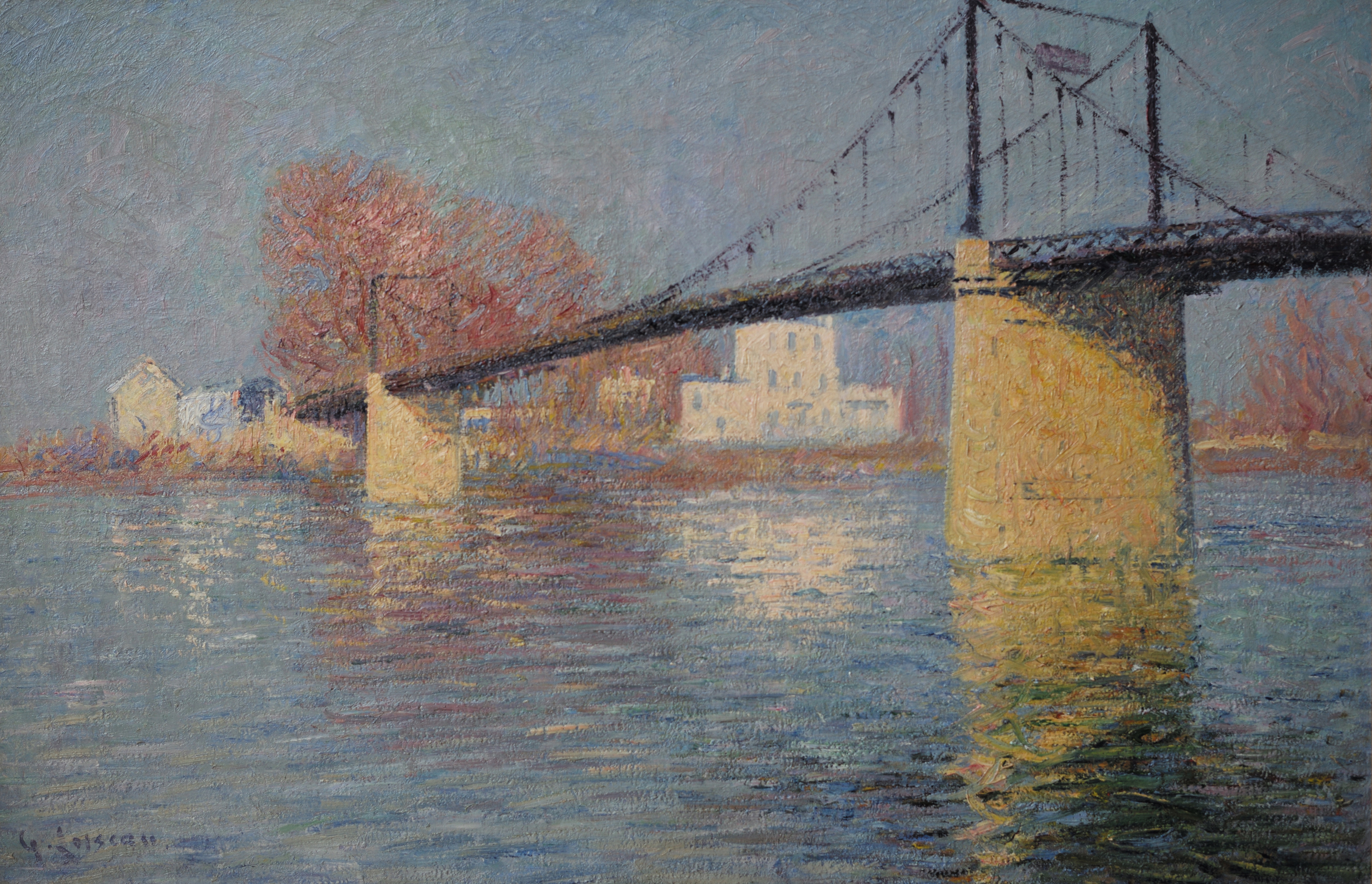 Gustave Loiseau, Le Pont suspendu, Triel , Huile sur toile, 1917, Collection particulière